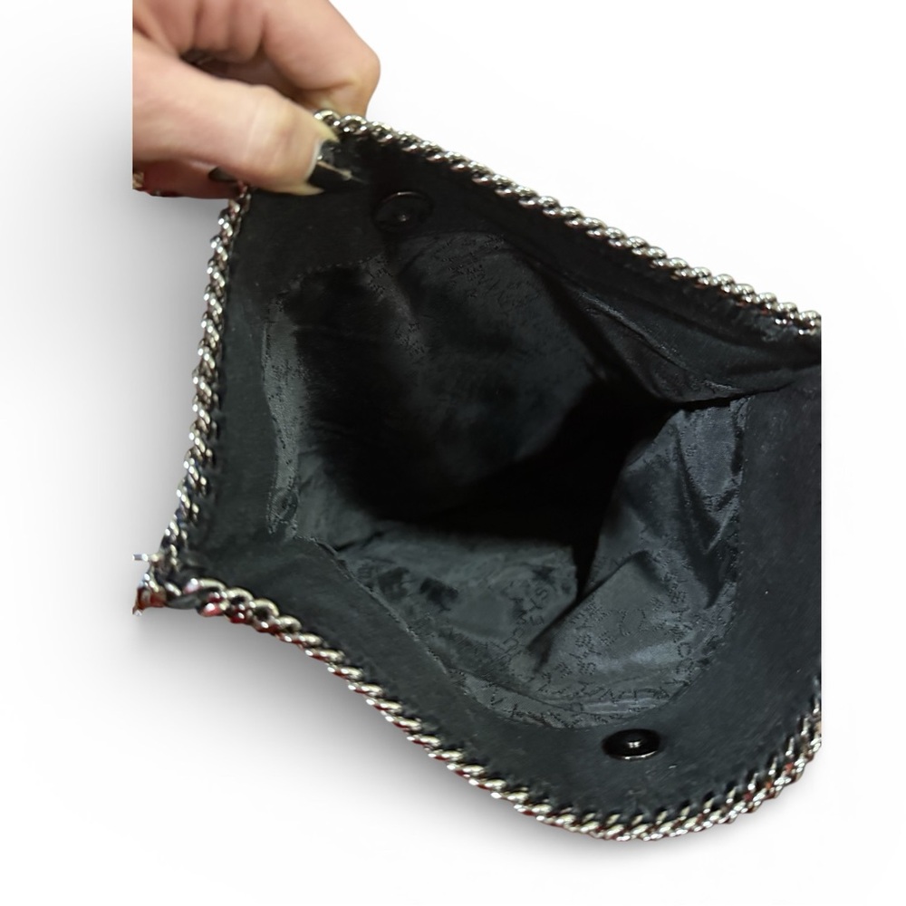 Stella McCartney Falabella Fold-Over Clutch – Black Shimmer | Like New. COA - Picture 6 of 10